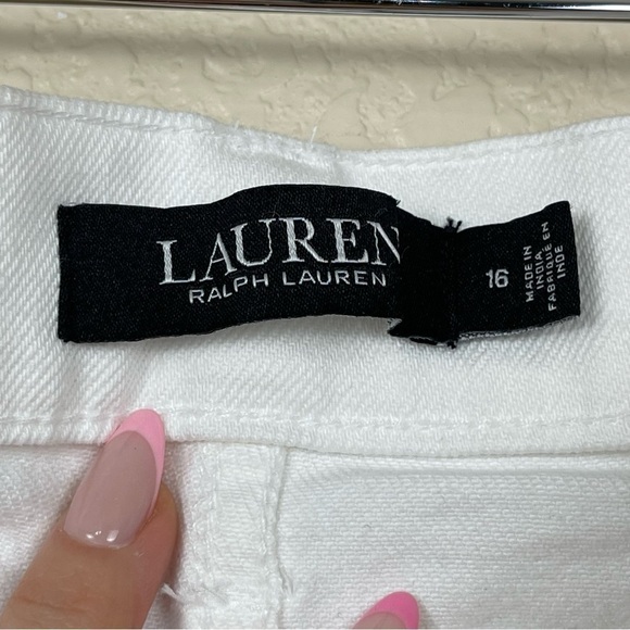 Lauren Ralph Lauren White Eyelet Patchwork Relaxed Tapered Jeans Size 16 Women - Picture 10 of 16